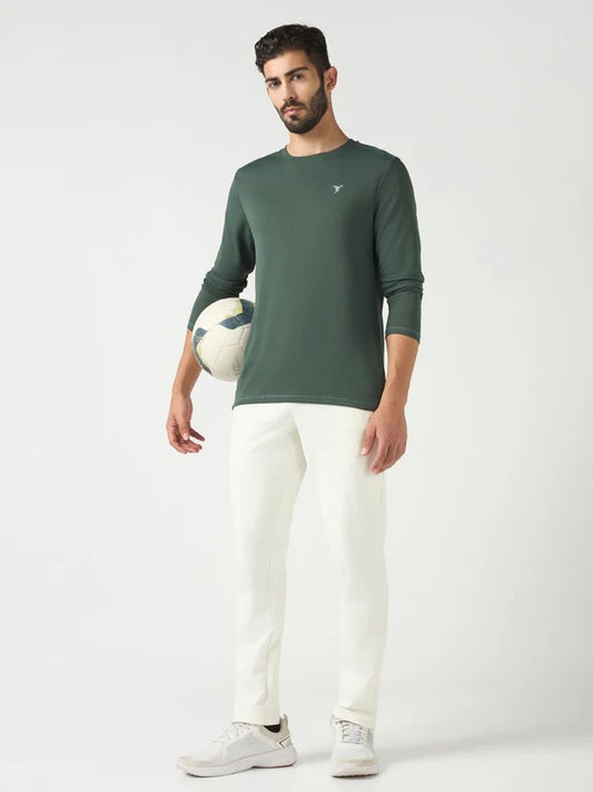 Men Solid Slim Fit Crew Neck T-shirt with TECHNO COOL+