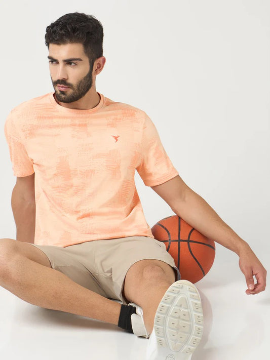 Men Jacquard Slim Fit Crew Neck T-shirt with DOUBLE COOL