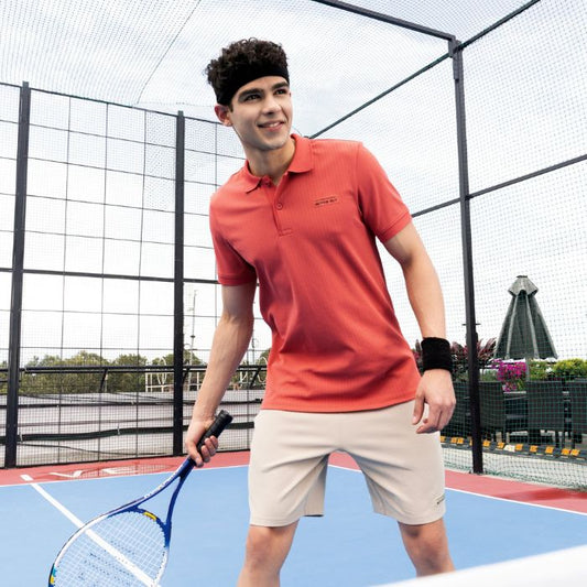 Men Self Design Active Out Slim Fit Polo T-Shirt with ELASTO PLUS